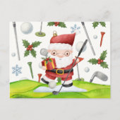 Golf Kerstmis Santa Claus GOLFING Briefkaart (Voorkant)