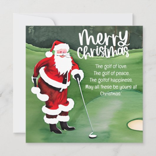 Golf Kerstmis Sinterklaas is golfen op groen Feestdagenkaart (Voorkant)
