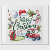 Golf Kerstmis thema geschenken voor golfer Cadeaupapier (Vlak)