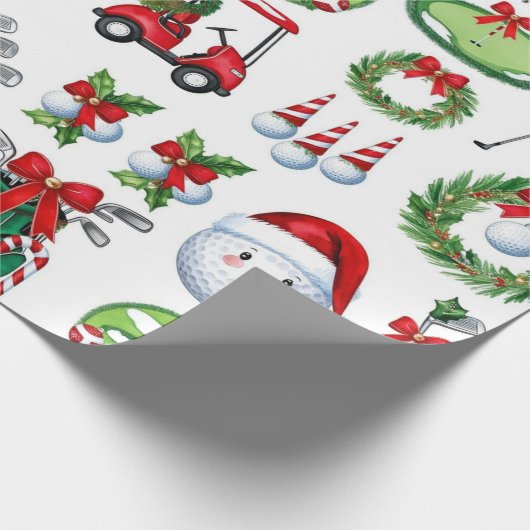 Golf Kerstmis thema geschenken voor golfer Cadeaupapier (Hoek)