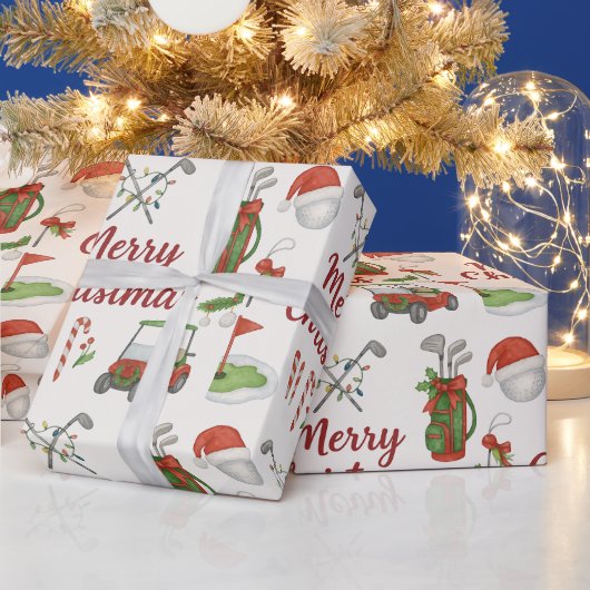 Golf Kerstmis thema geschenken voor golfer Cadeaupapier (Feestdagen)