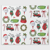 Golf Kerstmis thema geschenken voor golfer Cadeaupapier (Vlak)