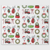 Golf Kerstmis thema geschenken voor golfer Cadeaupapier (Vlak)