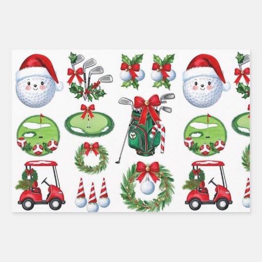 Golf Kerstmis thema geschenken voor golfer Inpakpapier Vel (Voorkant)