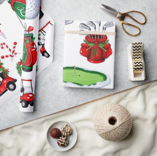 Golf Kerstmis thema geschenken voor golfer Wrappin Cadeaupapier (Crafts)
