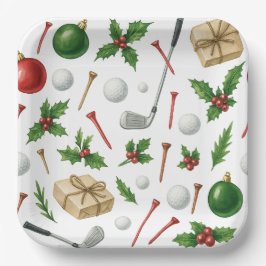 Golf Kerstmis thema met bal geschenken voor golfer Papieren Bordje