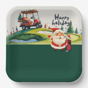 Golf Kerstmis thema met Santa Claus golfen Papieren Bordje
