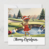 Golf Kerstmis thema met Siamese Cat Golfer Feestdagenkaart (Voorkant)