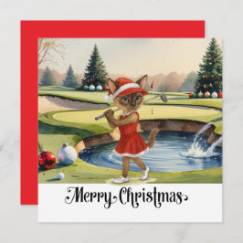 Golf Kerstmis thema met Siamese Cat Golfer Feestdagenkaart