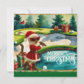 Golf Kerstmis thema met Siamese Cat Golfer Feestdagenkaart (Voorkant)