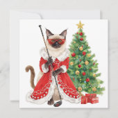 Golf Kerstmis thema met Siamese Cat Golfer Feestdagenkaart (Voorkant)
