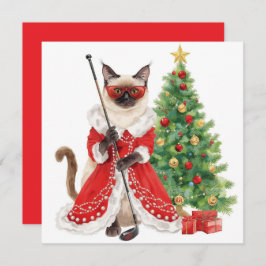Golf Kerstmis thema met Siamese Cat Golfer Feestdagenkaart