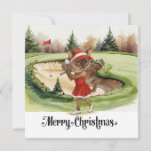 Golf Kerstmis thema met Siamese Cat Golfer Feestdagenkaart (Voorkant)