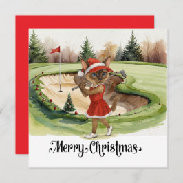 Golf Kerstmis thema met Siamese Cat Golfer Feestdagenkaart