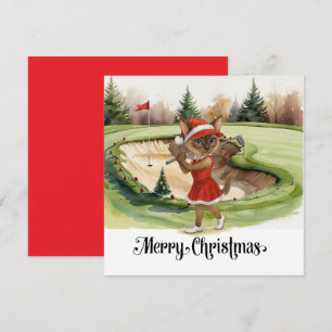 Golf Kerstmis thema met Siamese Cat Golfer Feestdagenkaart