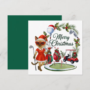 Golf Kerstmis thema met Siamese Cat Golfer Feestdagenkaart