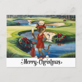 Golf Kerstmis thema met Siamese Cat Golfer Feestdagenkaart