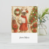 Golf Kerstmis thema voor Cat Golfer Feestdagenkaart (Staand voorkant)