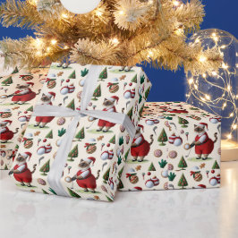 Golf Kerstmis thema voor Cat Lover Golfer Cadeaupapier