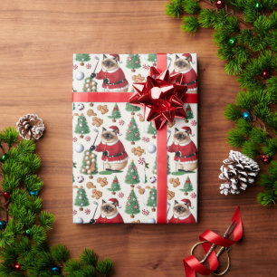 Golf Kerstmis thema voor Cat Lover Golfer Cadeaupapier