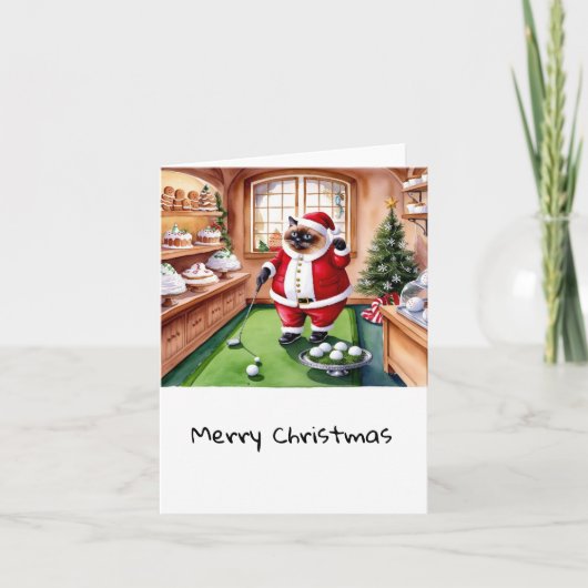 Golf Kerstmis thema voor Cat Lover Golfer Feestdagen Kaart (Voorkant)