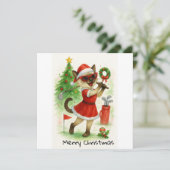 Golf Kerstmis thema voor Cat Lover Golfer Feestdagenkaart (Staand voorkant)