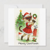 Golf Kerstmis thema voor Cat Lover Golfer Feestdagenkaart (Voorkant)