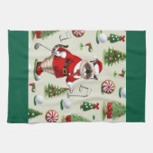 Golf Kerstmis thema voor Cat Lover Golfer Theedoek (Horizontaal)