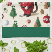 Golf Kerstmis thema voor Cat Lover Golfer Theedoek (Gevouwen)