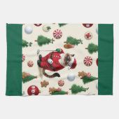 Golf Kerstmis thema voor Cat Lover Golfer Theedoek (Horizontaal)