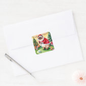 Golf Kerstmis thema voor Cat Lover Golfer Vierkante Sticker (Envelop)
