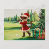 Golf Kerstmis thema voor Cat Woman Golfer Feestdagenkaart (Voorkant)