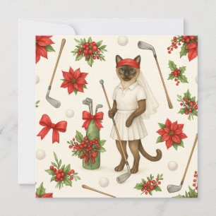 Golf Kerstmis thema voor Cat Woman Golfer Feestdagenkaart