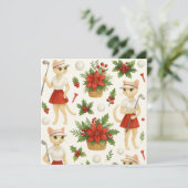 Golf Kerstmis thema voor Cat Woman Golfer Feestdagenkaart (Staand voorkant)