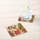 Golf Kerstmis thema voor Cat Woman Golfer Kartonnen Onderzetters (Insitu)