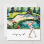 Golf Kerstmis thema voor golfer dank u geschenken Bedankkaart (Voorkant)