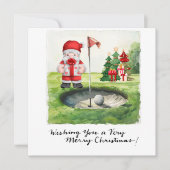 Golf Kerstmis thema voor golfer op cursus Feestdagenkaart (Voorkant)