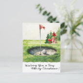 Golf Kerstmis thema voor golfer op cursus Feestdagenkaart (Staand voorkant)