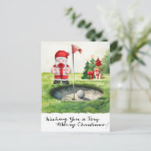 Golf Kerstmis thema voor golfer op cursus Feestdagenkaart (Staand voorkant)