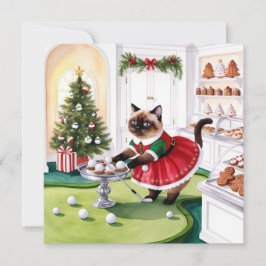 Golf Kerstmis thema voor kattenliefhebber golfer Feestdagenkaart