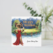 Golf Kerstmis thema voor Vrouw Kat Lovers Feestdagenkaart (Staand voorkant)