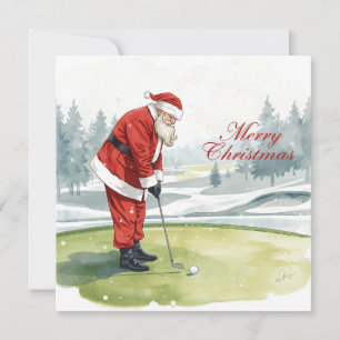 Golf Kerstmis Winter thema voor golfer op de baan Feestdagenkaart