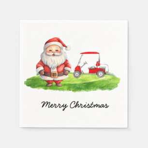 Golf Kerstservetten: Santa Claus & Golfkar Servet