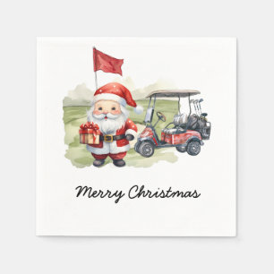 Golf Kerstservetten: Santa Claus & Golfkar Servet