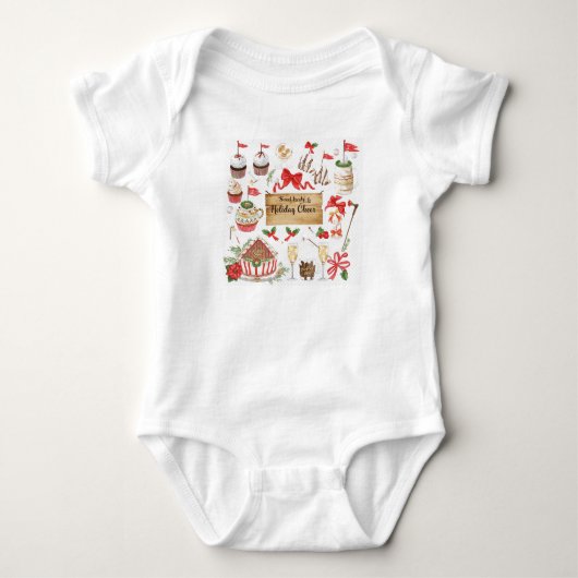 Golf Kerstthema in bakkerij zoete cake Romper (Voorkant)
