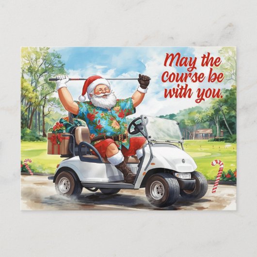 Golf Kerstthema met Sinterklaas Feestdagenkaart (Voorkant)
