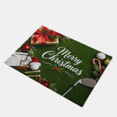 Golf Kerstthema op groen gras Deurmat (Schuin)