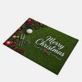 Golf Kerstthema op groen gras Deurmat (Schuin)