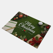 Golf Kerstthema op groen gras Deurmat (Schuin)