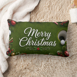 Golf Kerstthema op groen gras Kussen